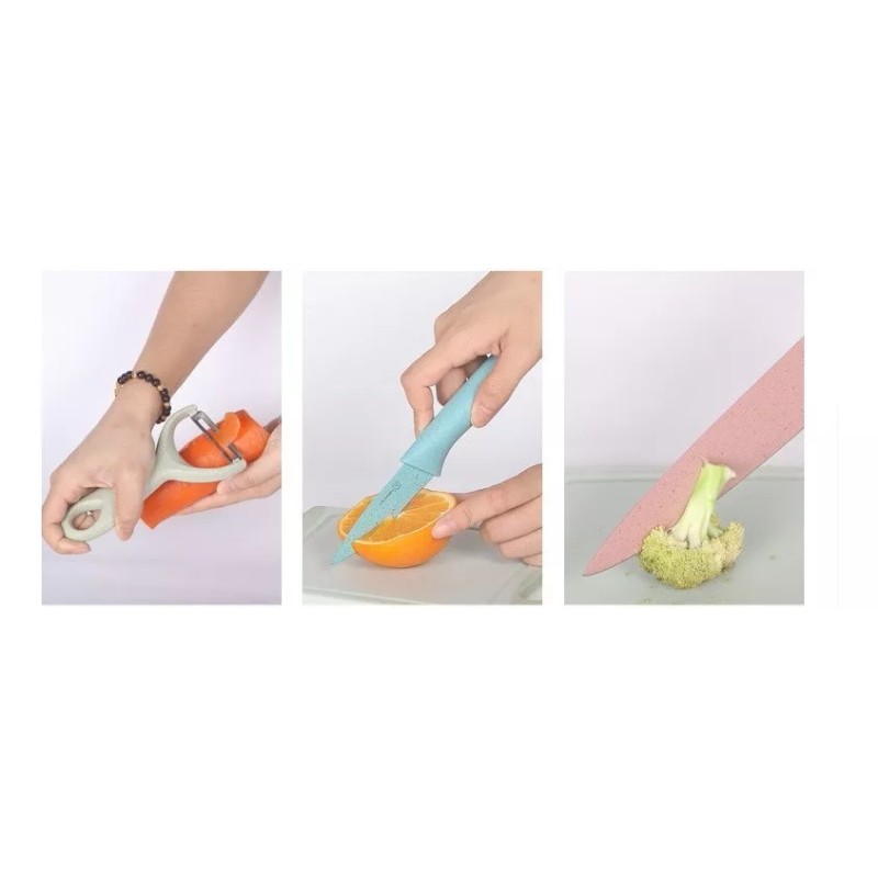 KH Cuchillos Set De 6pz Color Pastel Tijeras Cocina Regalo