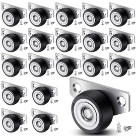 Datanly 20 Set Small Side Mount Caster Wheels 1.25 Inch Mini Low Profile Casters Mini Caster Wheels Non Swivel Rigid Casters Wheels with Screws for Wooden Furniture, Drawers, Trays, DIY Project