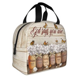 Quelindra God Says You Are Lunch Bag, Religious Bible Verse Christian Lunch Bag For Women，Jesus Bible Verses Lunch Box, Christian Religious Lunch Box，For Office Work Picnic Beach