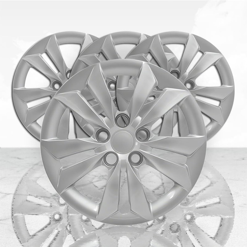 Brighter Design Set of 4 16" Bolt-on Silver Hubcaps for