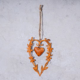 levandeo Heart Sign 9 x 13 cm Metal Garden Decoration Door Sign Patina Wall Picture Rust Decoration Decorative Rust Garden Sign Gift Idea