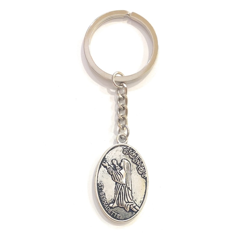 Lourdes Virgin Medal Keyring Silver 37, silver
