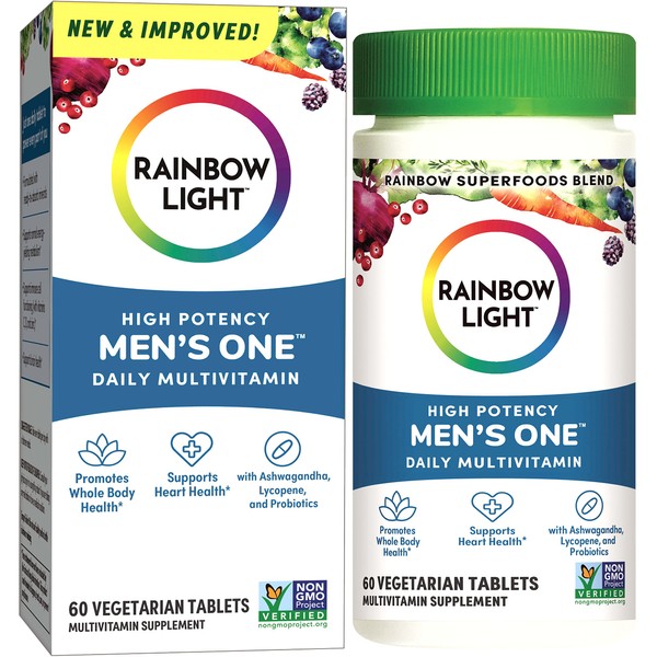 Rainbow Light Multivitamin for Men, Vitamin C, D & Zinc, Probiotics, Men's One Multivitamin Provides High Potency Immune Support, Non-GMO, Vegetarian, 60 Tablets