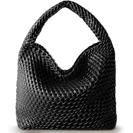 Fashion Woven Tote Bag,for Women Vegan Leather Handwoven Bags With Mini Handmade Purse, Travel Beach Top Handle Handbags (Large)