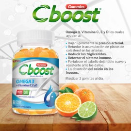 C-boost Gomitas Omega+ Vitaminas C, D Y E, 90 Cápsulas Sabor Naranja
