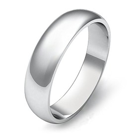 925 Sterling Silver UK Hallmarked White Gold Plated D Shape Court Unisex Ladies Mens Wedding Ring Band 4mm / 5mm / 6mm (6 MM, K)