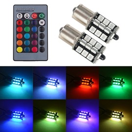 1797 1156 LED RGB Bulb Amber White Red Multicolor 16 Color Changing Brake Lights Turn Signal Reverse Tail Bright Strobe Car Trunk Remote Control Switch Kit 12V 5050SMD Replacement