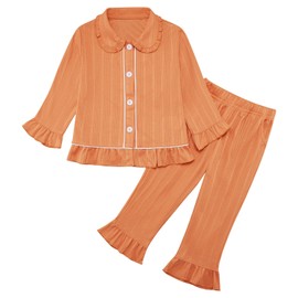 Toddler Baby Girls Pyjamas Set Button-up Long Sleeve Pajamas Pjs Set Sleepwear Nightwear Loungewear Clothes Set Gifts for Little Girls