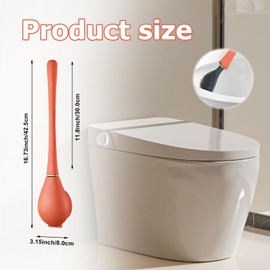Eastrpupira Modern Flexible Silicone Toilet Caspa for Home, Flexible Silicone Toilet Brush and Holder Set for Dead Corner Clean (Orange)