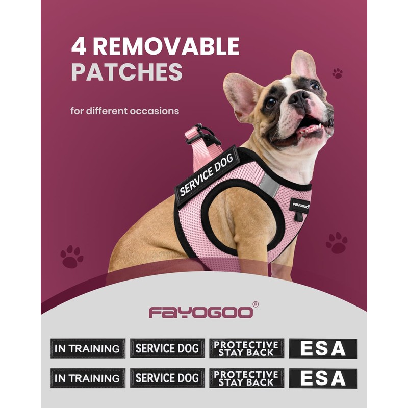 FAYOGOO Service Dog Vest for Small Breed - Lightweight Dog