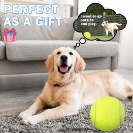 SCENEREAL Large Tennis Ball for Dogs, 9.5" Inflatable Dog Toy Balls for Large Medium Small Dogs Puppies, Funny Interactive Sports Ball for Indoor Outdoor Training Playing