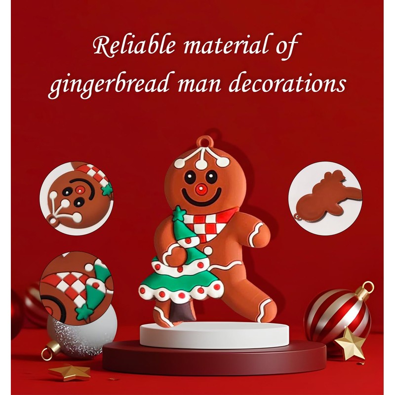 DHSUN Christmas Tree Ornaments, Gingerbread Man Pendants, 12 Pieces, Hanging