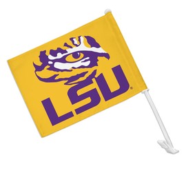 LSU Tiger Eye on Yellow Car Truck Flag with Window Clip On Pole Holder