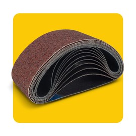 65x410mm Sanding Belt Assorted Pack, 10 Pcs (2 Each of 40/80/120/150/240 Grits), Aluminum Oxide for Sanders