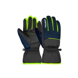 Reusch Alan Junior Unisex Youth Gloves, Warm, Windproof, Extra Breathable, 4, Black/Blue/Green, Black/Blue/Green