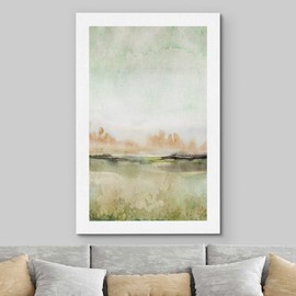 B2T Canvas Print Wall Art Autumn Spring Seasonal Green Forest Country Field Nature Wilderness Illustrations Modern Art Rustic Landscape Colorful for Living Room, Bedroom, Office - 24x36 inches
