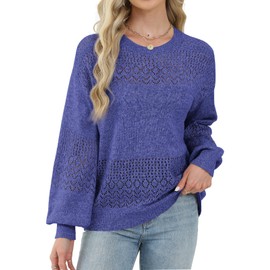 Boho Tops for Women Fall Fashion 2025 Womens Sweaters Long Sleeve Shirts Oversized Tshirts Sweatshirt Winter Fashion Clothing Vacation Clothes Holiday Outfits Blue M