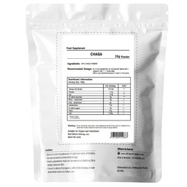 UKHealthHouse Premium Chaga Mushroom Powder - 100% Pure - Immunity Support Inonotus Obliquus Sustainably Wild Harvested Vegan Non-GMO No Added Fillers (25g)