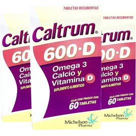Caltrum 600 D, con omega 3, calcio y vitamina D. 3 PACK