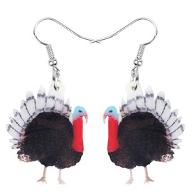 NEWEI Acrylic Thanksgiving Day Turkey Chicken Earrings Anime Animal Drop Dangle Jewelry For Women Girls Teens Kids Festival Gifts
