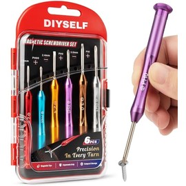 DIYSELF Small Screwdriver Set 6PCS Magnetic Mini Screwdriver Set for Watches, Phone, RC, Eye Glass Repairing Kit, Gifts for Mens, Precision Screwdrivers Set for Dad, Husband from Daughter, Son, Wife