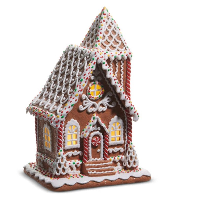 RAZ Imports Lighted Sprinkle Gingerbread House, 12.75-Inch, Multicolor