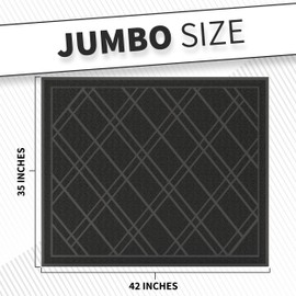 SlipToGrip Universal Door Mat, Plaid Design - Black, 42 x 35 - Anti Slip, Durable & Washable, Outdoor & Indoor Floor Welcome Mat Door Mat Entry -Rug for Garage, Patio, Front Door, Dust Absorbent