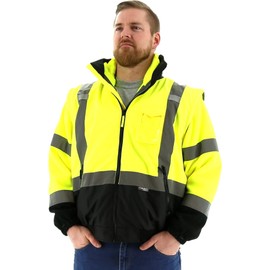 Majestic 75-1383/L High Visibility Yellow 8-in-1 Waterproof Jacket, Large
