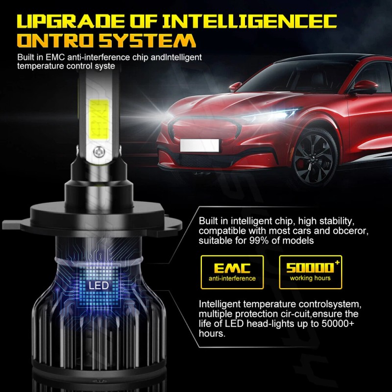 CHUSYYRAY H4 9003 LED Headlights High Low Beam Bulb 90W