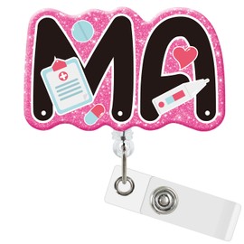CTOHN MA Retractable Badge Holder Reels with ID Clip for Medical Assistant Nurse Nursing Name Tag Card, MA Accessories for Work Nurses