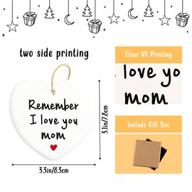 Gifts for Mom from Daughter Son Remember I Love You Mom Christmas Ornament Best Mom Ever Gifts Heart Sign Plaque for Mother Christmas Thanksgiving Birthday Mothers Day Gifts