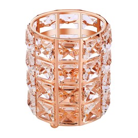 Tiardey Crystal Makeup Brush Holder Organizer Eyebrow Comb Brushes Pen Pencil Cup Container Cosmetic Storage Organizer(Rose Gold)