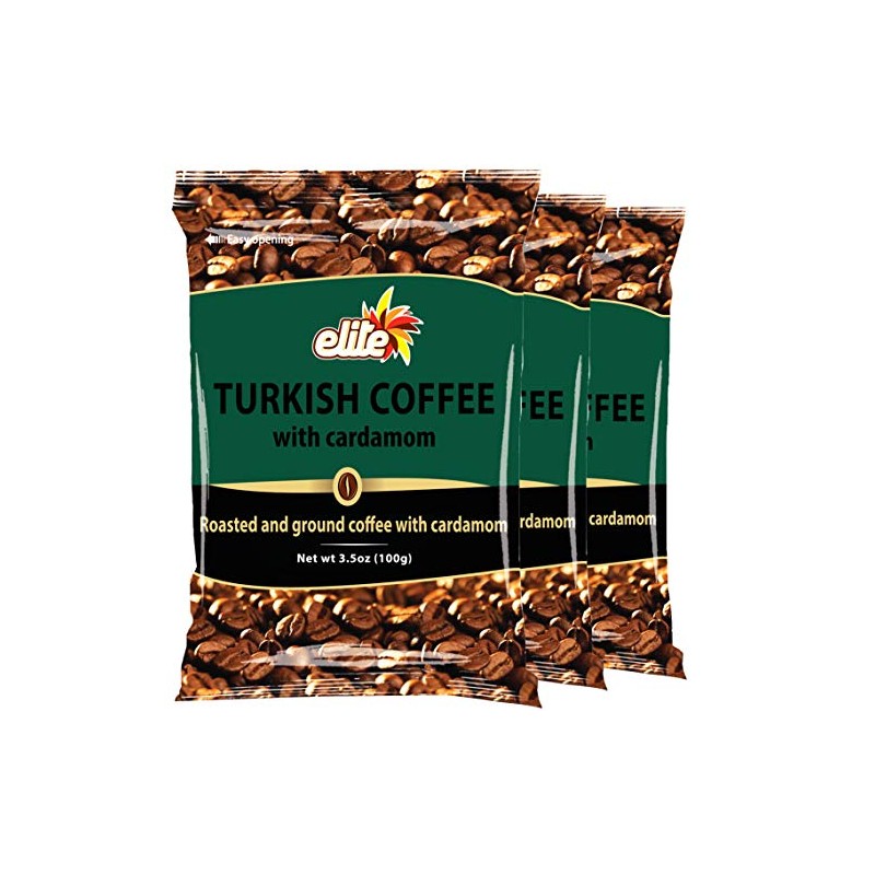 Elite Turkish Coffee with Cardamom, 3.5 oz (3 Pack)