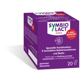 SymbioLact® Extra - up to 8 billion highly dosed and highly active intestinal bacteria, with biotin to support the intestinal mucosa*, proven ingredients, from the specialist in probiotics, 20 bags