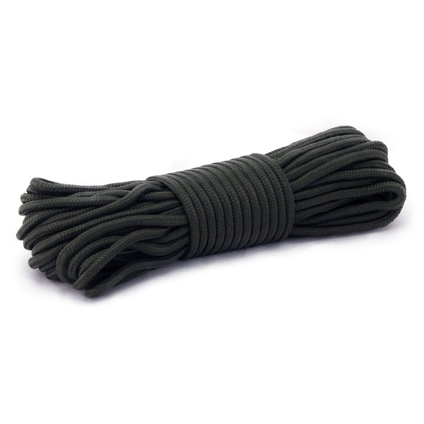 5mm Nylon Braided, 50 Foot, Multi-Purpose Camping Rope | Black (1 Pack)