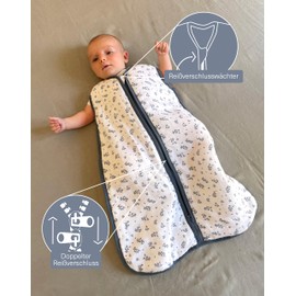molis&co - Baby Sleeping Bag Sleeveless - Ideal for Spring and Autumn - Baby Sleeping Bag 1 tog Sleeveless - Lightly Padded - Baby Sleeping Bag Newborn - Premium Muslin - Ocean (85 cm)