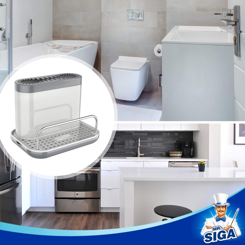 MR.SIGA Sink Caddy, Kitchen Sink Organizer Sponge Brush Holder with
