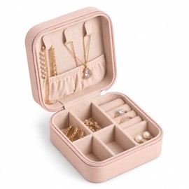 Portable Jewelry Case, PU Leather Travel Box, Earring and Ring Organizer, Bridesmaid Gift, Birthday Gift for Her