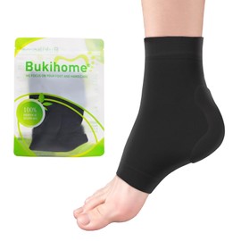 Bukihome Achilles Tendon Support Sleeves - Gel Padded Compression Socks for Tendonitis Relief - Breathable & Ergonomic Fit - 1 Pair of Regular Size, Black