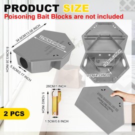 Qualirey 2 Pcs Rat Bait Station with Keys 13.58 x 8.98 x 3.35 Inch Rodent Station Rat Traps, Keeps Children and Pets Safe Indoor and Outdoor, Bait Not Included (Gray)