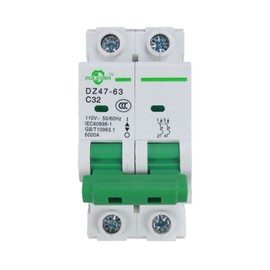 ZGLEDUN AC Miniature Circuit Breaker, 2 Pole 32 Amp, 120/240VAC, 6kA Din Rail Mount Breaker with Thermal Magnetic Trip, DZ47-63 C32 2P, AC Solar MCB