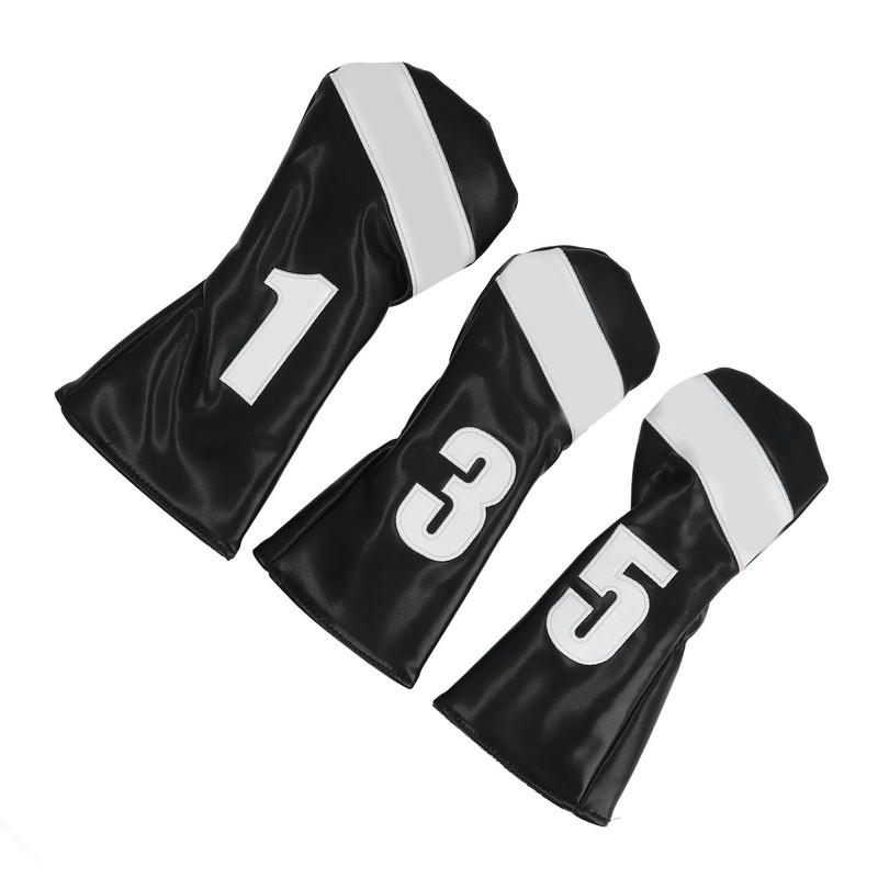 3PCS Golf Club Head Cover PU Leather Waterproof Protective Golf