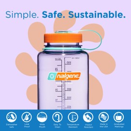 Nalgene Leak Proof Tritan BPA-Free Water Bottle - 32 oz Wide Mouth - Made in the USA for Outdoor Use & Daily Hydration (Amethyst)