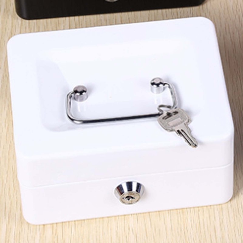 Cash Box with Money Tray Metal Storage Safe Lock Box