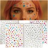 Waveaura Face Gems 4 Blatt Glitzer temporäre Tattoos Aufkleber gemischte