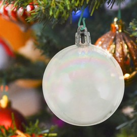 Toddmomy 54pcs Iridescent Christmas Ball Ornaments,Clear Christmas Tree Baubles Shatterproof Tree Balls for Holiday Decor