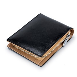 BHAKTI Men's Bi-fold Wallet, Soft Genuine Leather, Popular, Brand, Large Capacity, Coin Purse, For Men, Gentlemen, Gift, RFID Protection, Black