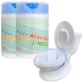 Disposable Potty Liners Travel Leak-Proof Bags for Kids Children and Toddlers, Drawstring Training Toilet Seat Liner Bags Absorb Odors & Water Strongly(60 Count)