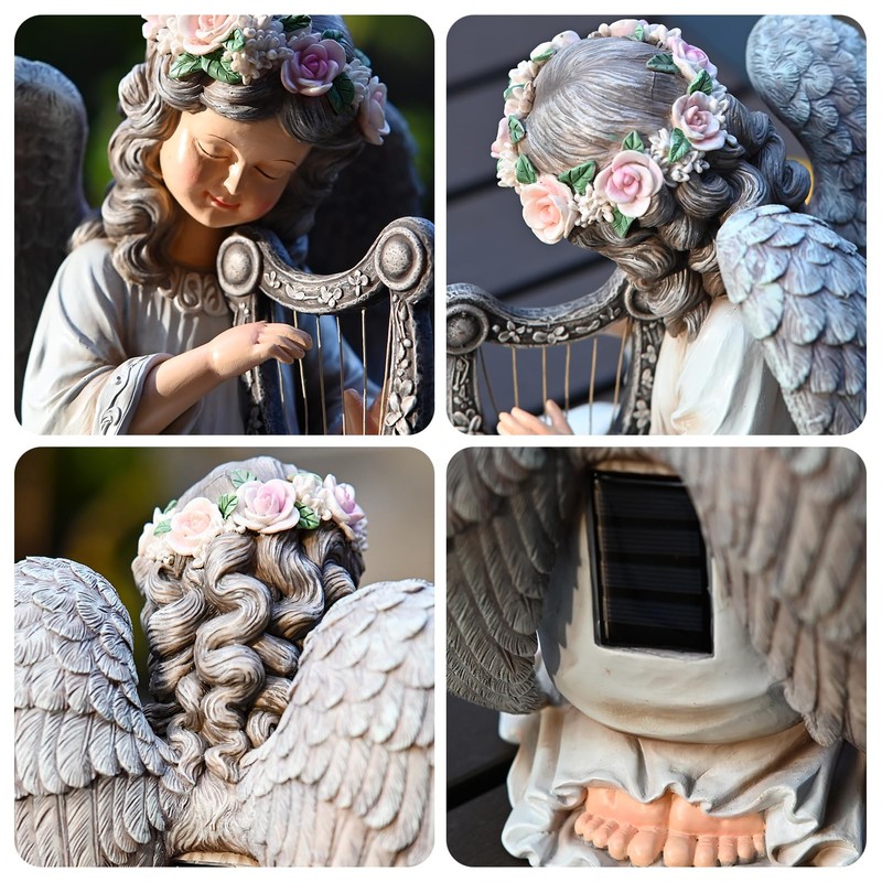 Tuzsocr Solar Angel Garden Statue, Guardian Angel Figure with LED