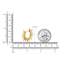 14K Gold Plated Sunburst Huggie Hoop Earrings for Women Stainless Steel Sunshine Boho Style Jewelry for Her